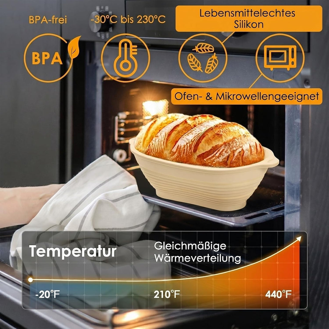 Sauerteig Starter Set, Rund &amp; Oval Gärkörbchen mit Komplettem Brotback-Set, Glas für Sauerteigstarte