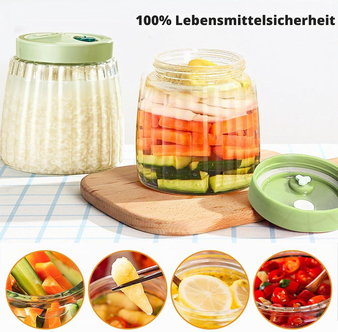 2 Stück Fermentierglas Mit Gärventil 1000ml, Gärglas Mit Luftauslassventil, Fermentation Jar Ferment