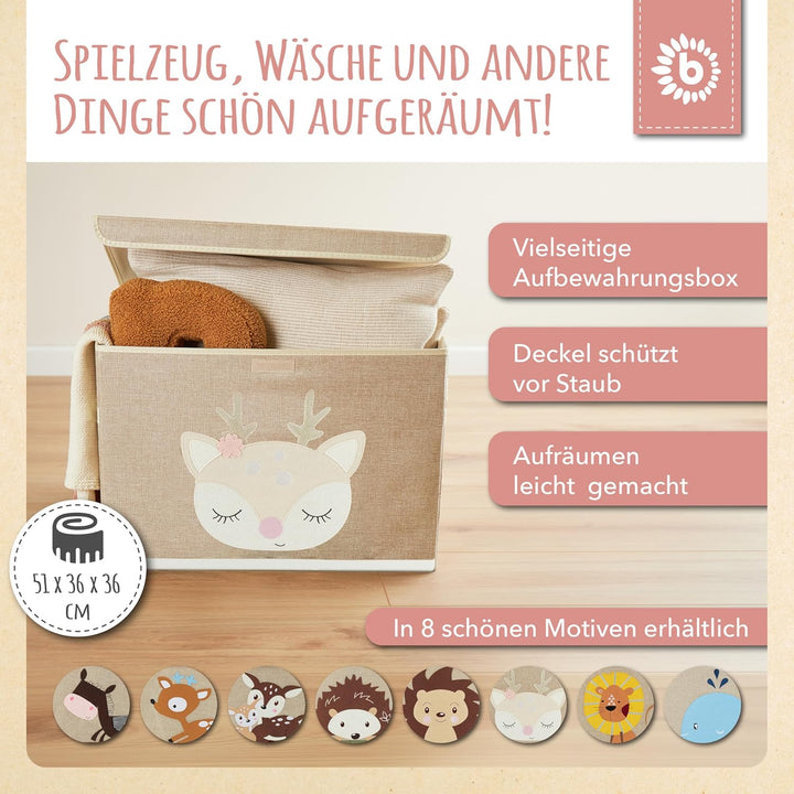 Bieco Faltbox mit Deckel | 65 Liter | ca. 36 x 36 x 51 cm | Spielzeugkiste | Kinder | Kisten | gross