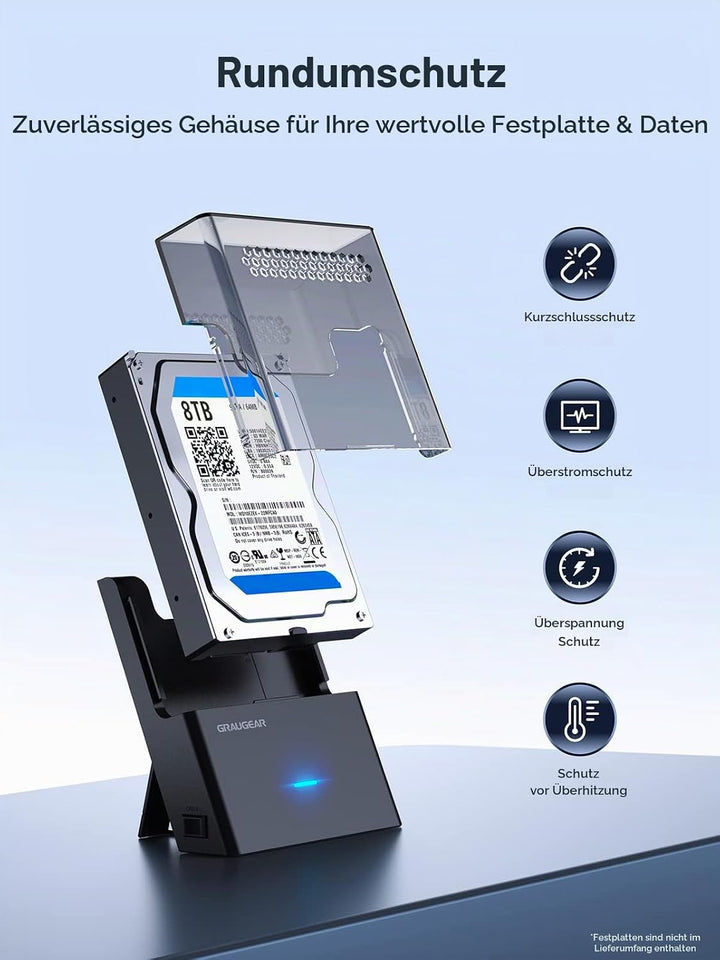 GRAUGEAR | Festplatten-Docking-Station für 3,5 Zoll, 2,5 Zoll SATA HDD/SSD | Festplattengehäuse | US