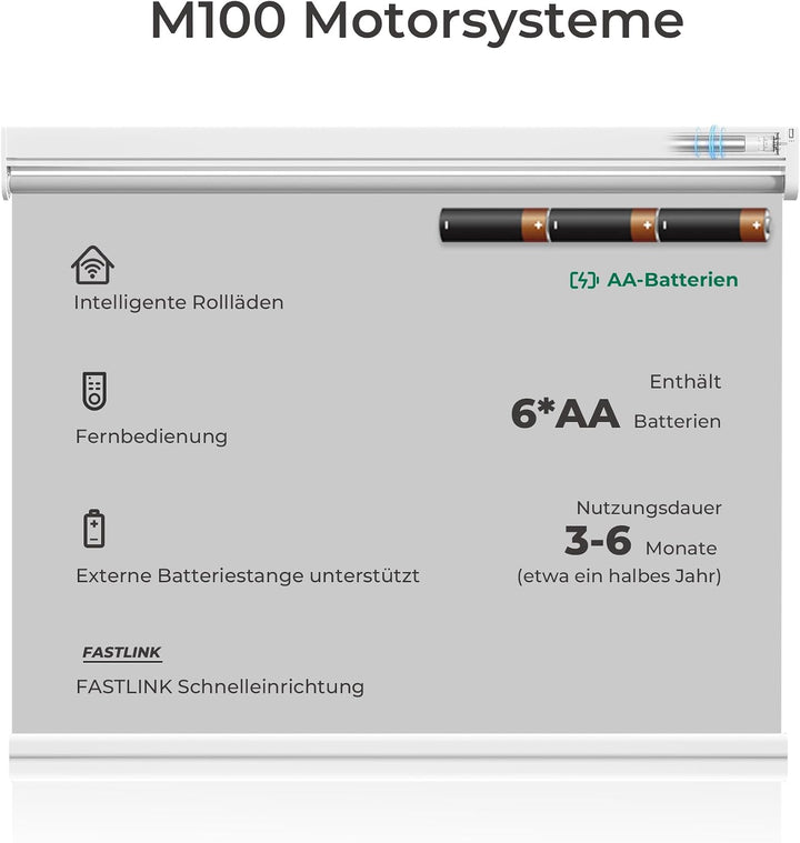 Allesin Elektrische Rollos Innen, Verdunklungsrollo mit Fernbedienung &amp; Leiser Motor, B70 x H150 cm