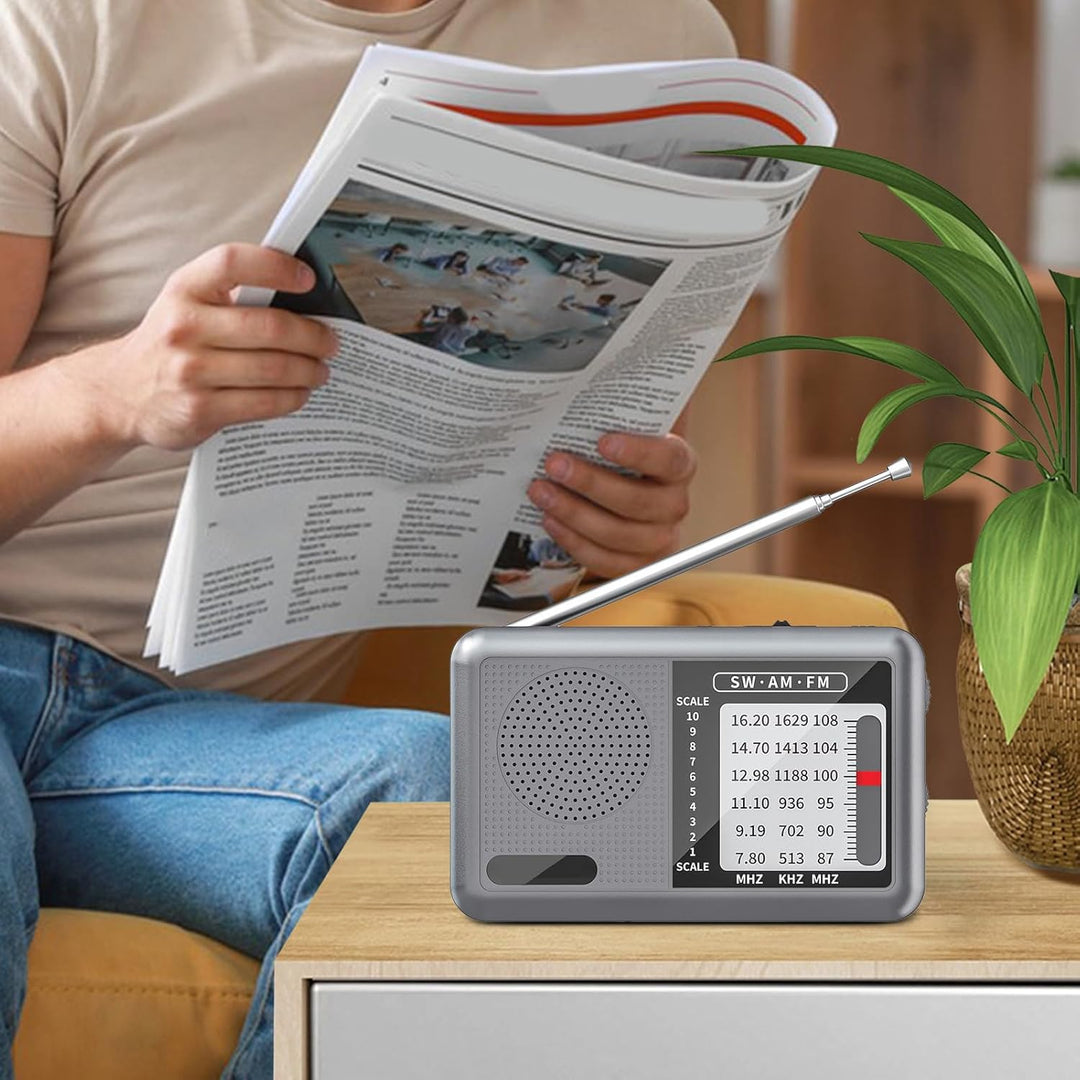 AM FM Radio Tragbar, Batteriebetriebenes Radio Mit Kopfhöreranschluss, Wiederaufladbarer Akku &amp; Kurz