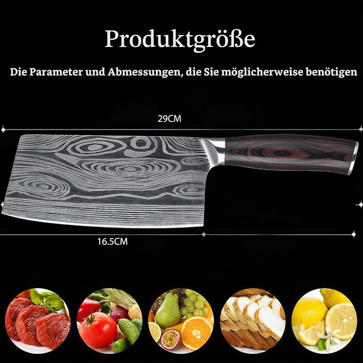 Theexecva Hackmesser Fleischerbeil 7 Zoll Deutsch Hochgekohlter Edelstahl Hackbeil Messer, professio
