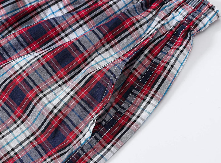MoFiz Herren Kurze Pyjamahose Baumwolle Schlafshorts Karierte Schlafanzughose Freizeithose Karo Loun