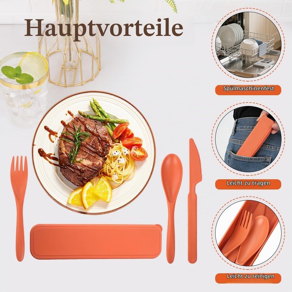 12 Sets Plastikbesteck, Tragbares Camping Besteck (12 Farben)