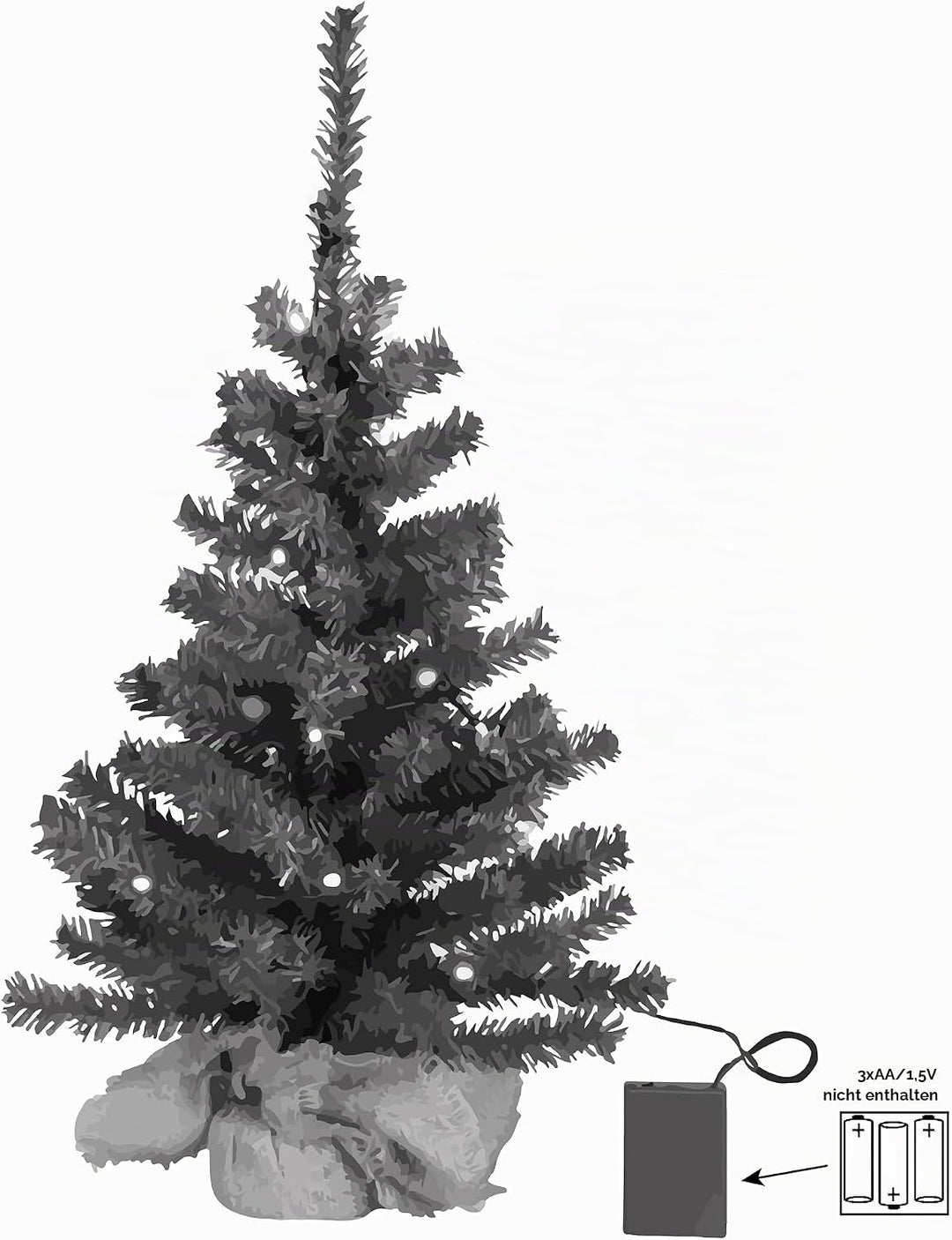 EGLO künstlicher Weihnachtsbaum 60 cm für innen, Deko-Tannenbaum mit LED-Beleuchtung warmweiss und T
