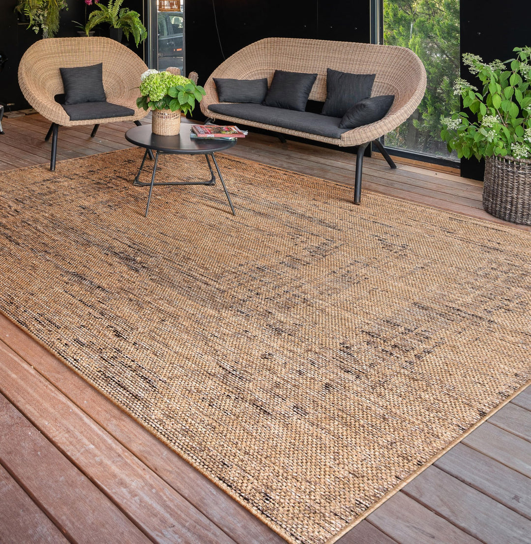 Paco Home Outdoor Teppich wetterfest &amp; langlebig Flachgewebe in moderner Jute-Sisal-Optik in Naturtö