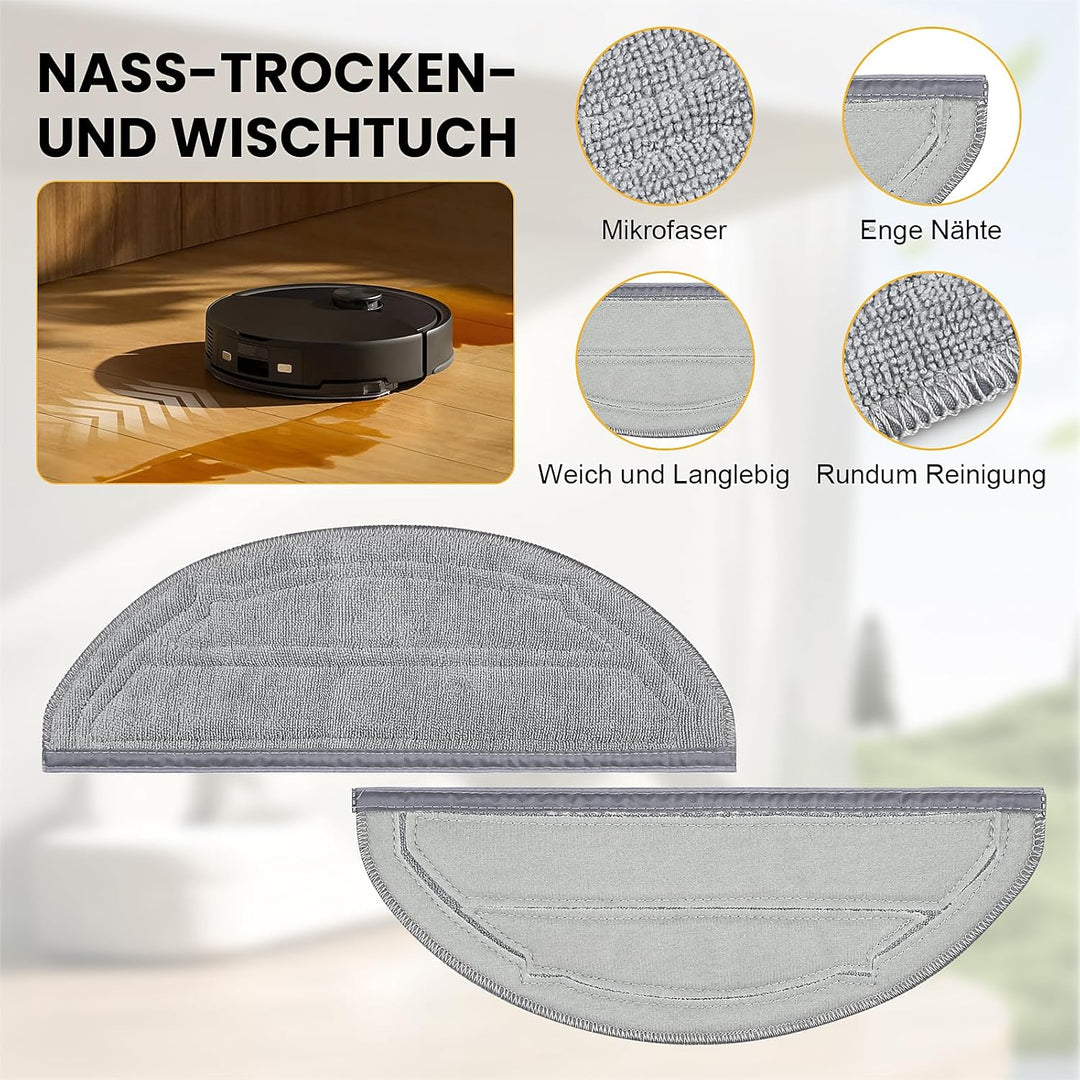 14 Stück Zubehörset für Roborock Q10 S5 / Q10 S5+ Saugroboter, 1 Hauptbürste 4 Wischpad 4 HEPA Filte