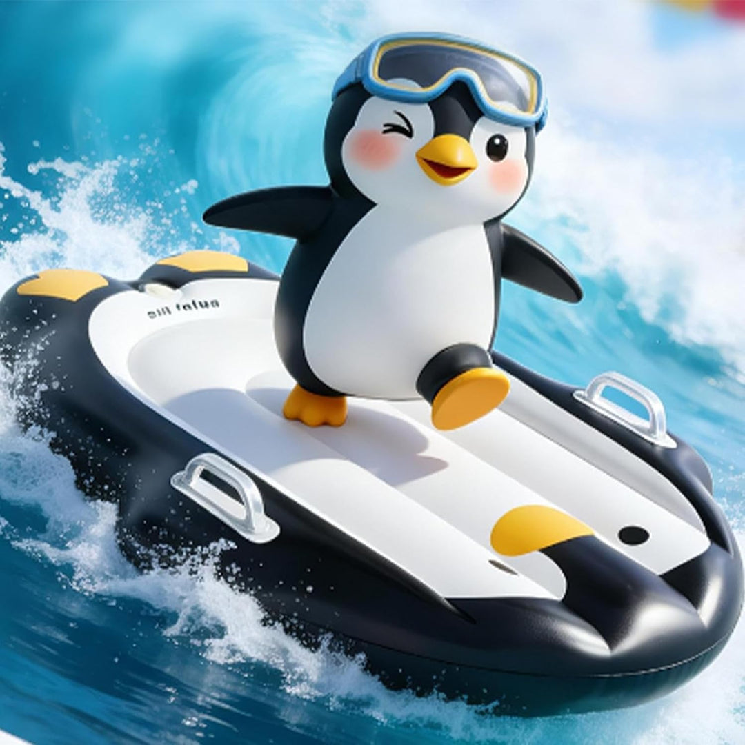 Aufblasbares Kinder-Surfbrett – Niedliches Pinguin-Design mit Haltegriff
