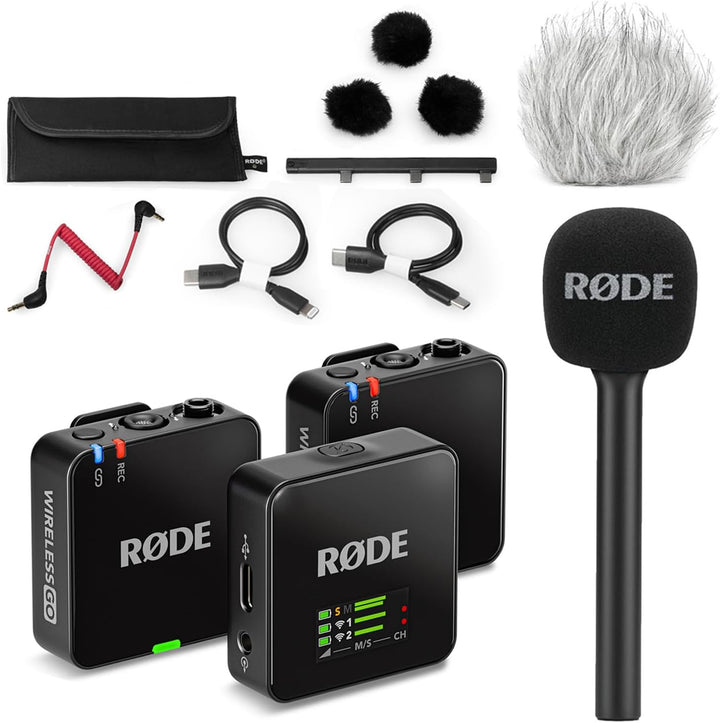Rode Wireless GO Generation 3 Drahtloses 2-Kanal Mikrofon-Funksystem mit Interview GO Handadapter un