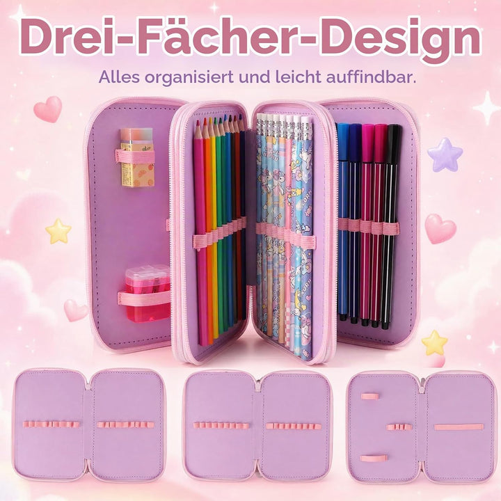 Federmäppchen Mädchen,Spiel Federmäppchen 3 Fächer,Geschenk zur Einschulung Federtasche Mädchen, Fed