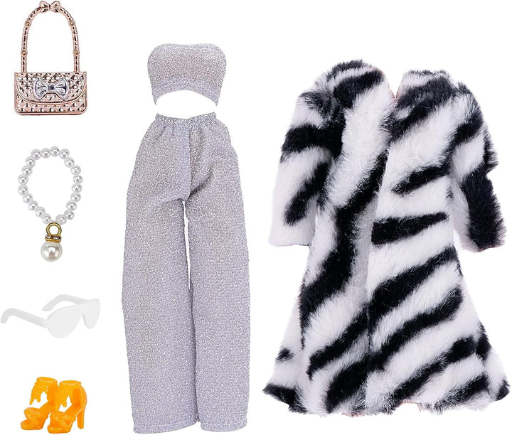5 Sätze Puppenkleidung, Herbstkleider, Frühlingskleider, Pullover, Hose, Schuhe, Socken, Tasche für