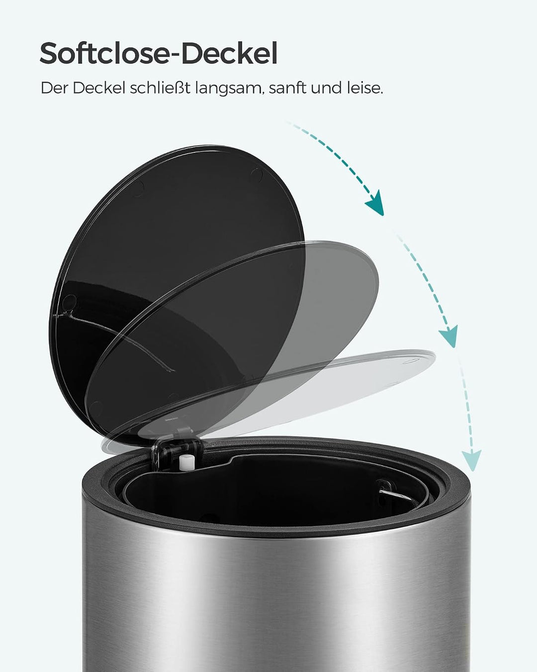 SONGMICS Kosmetikeimer, mit Deckel, Softclose, 3 Liter 3 L Silber metallic, 3 L Silber metallic