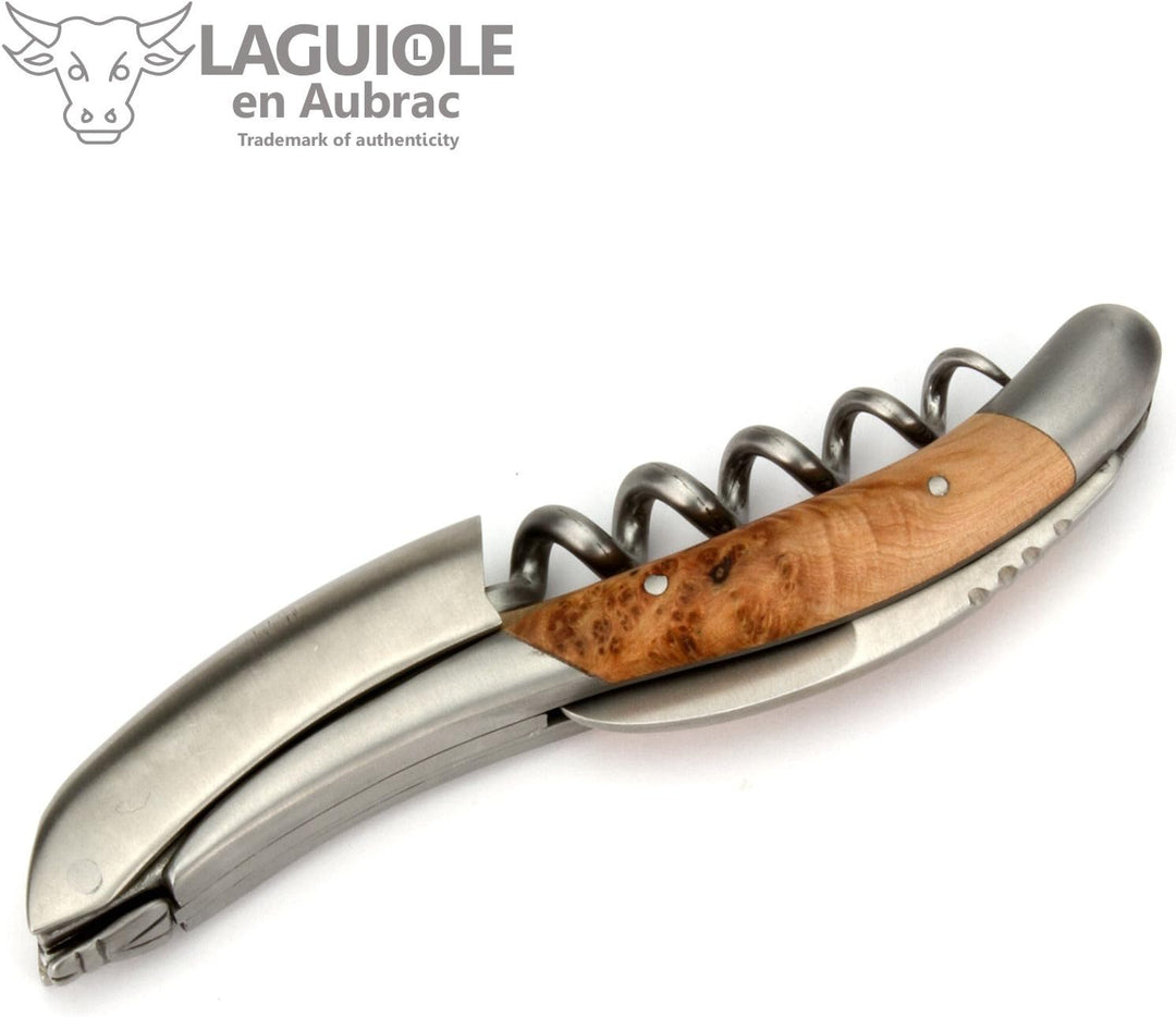 Laguiole en Aubrac Sommelierbesteck - Wacholder - Edelstahl matt - Kellnermesser Weinöffner Sommelie
