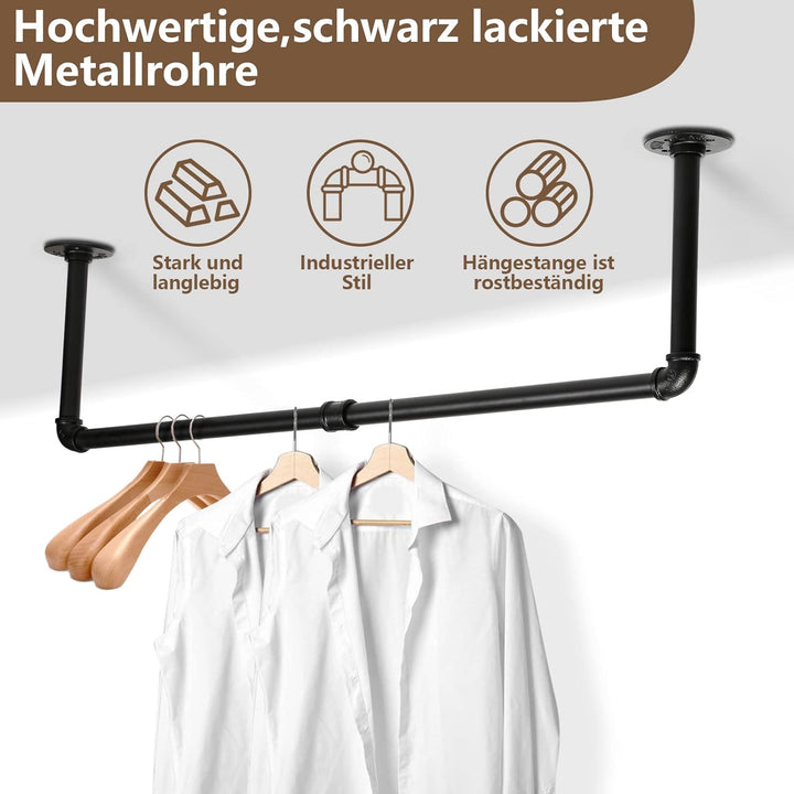 Gimisgu Kleiderstange Wandmontage Garderobenstangen 6er Set 92cm Robuste Kleiderständer 65 kg belast