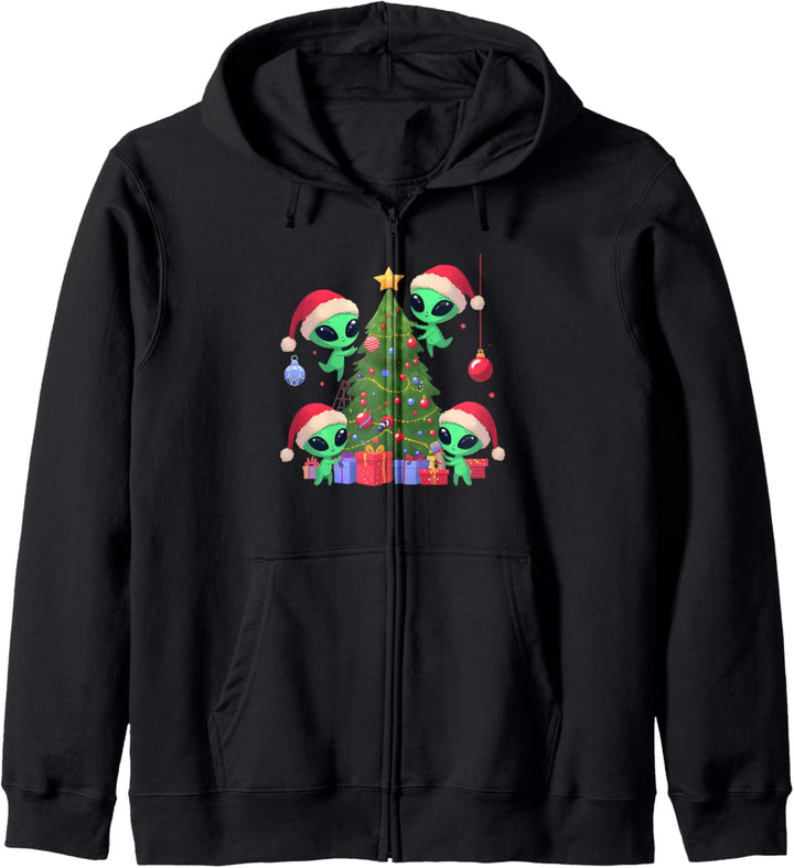 Ausserirdische schmücken einen Weihnachtsbaum - Alien Weihnachtsbaum Kapuzenjacke