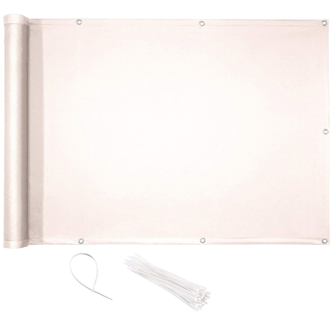 CelinaSun Sichtschutz Balkon 0,75 x 6 m weiss PES Balkonbespannung mit Kabelbinder wasserabweisend B