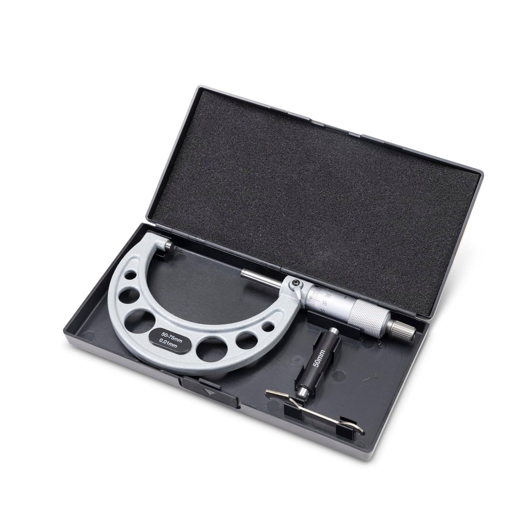 PROFESSIONELLER MIKROMETER 50-75 mm, Zentesimalmikrometer, Industrielle Präzision mit Aluminiumlegie
