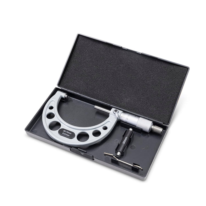 PROFESSIONELLER MIKROMETER 50-75 mm, Zentesimalmikrometer, Industrielle Präzision mit Aluminiumlegie