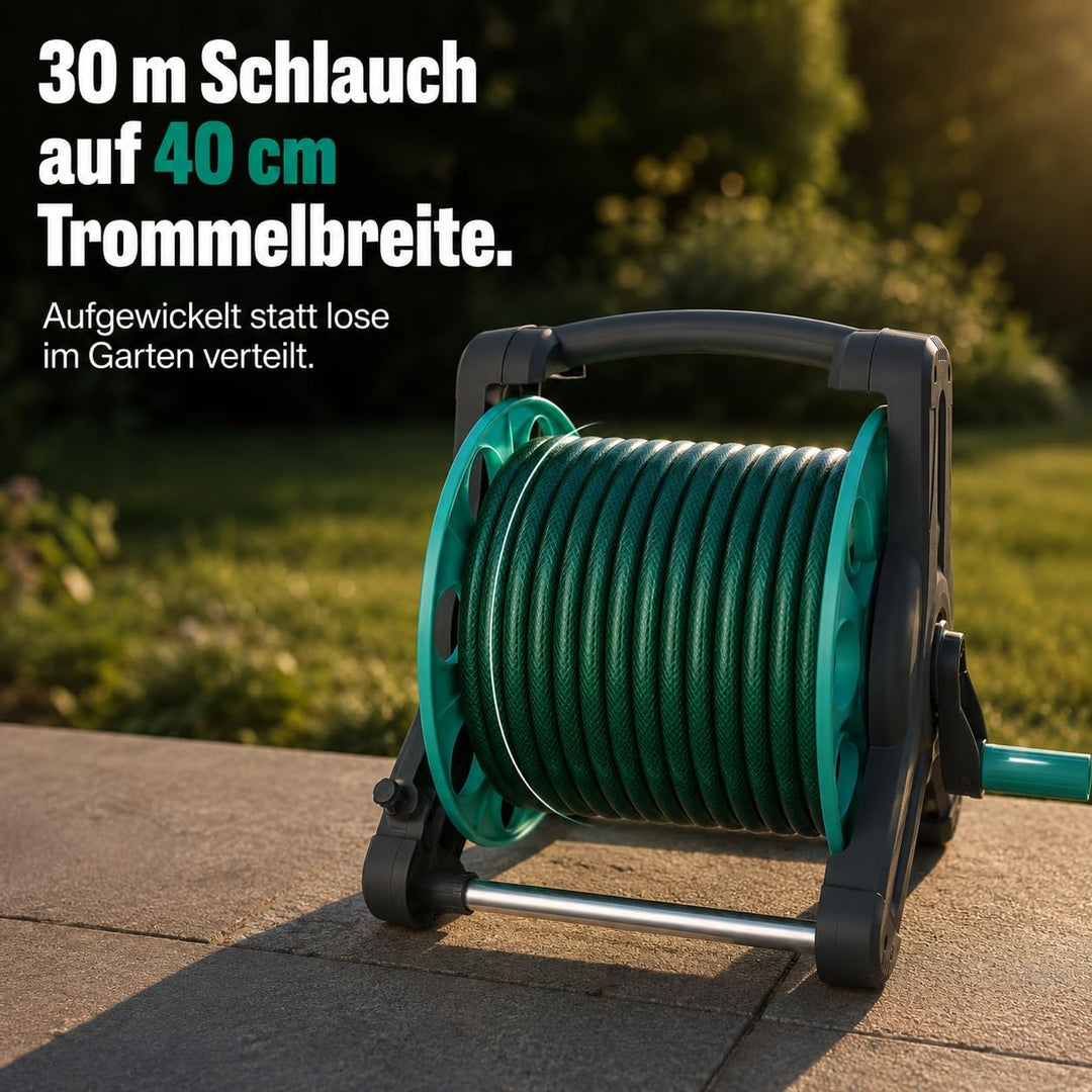ONBEST Schlauchtrommel bis zu 30 m - Mobil mit Handkurbel, 1/2 Zoll