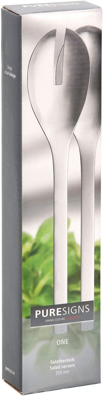 Puresigns ONE Extra Salatbesteck Lang 30cm Edelstahl Matt Silber 2-teilig