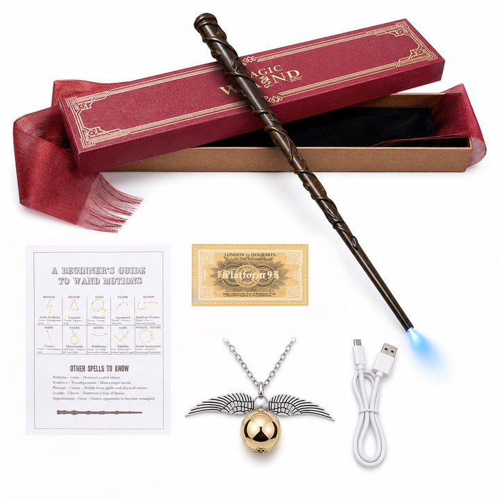 Zauberstab Hermine Granger mit Licht, 37CM Hermine Zauberstab, USB Wiederaufladbar Magic Wand, Zaube