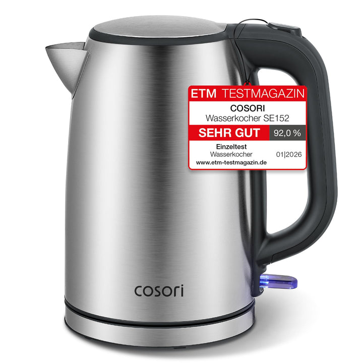 COSORI Wasserkocher Edelstahl, BPA frei, 1,7 L, Strix-Technologie, kocht in 3 Minuten, 2200W, Grosse