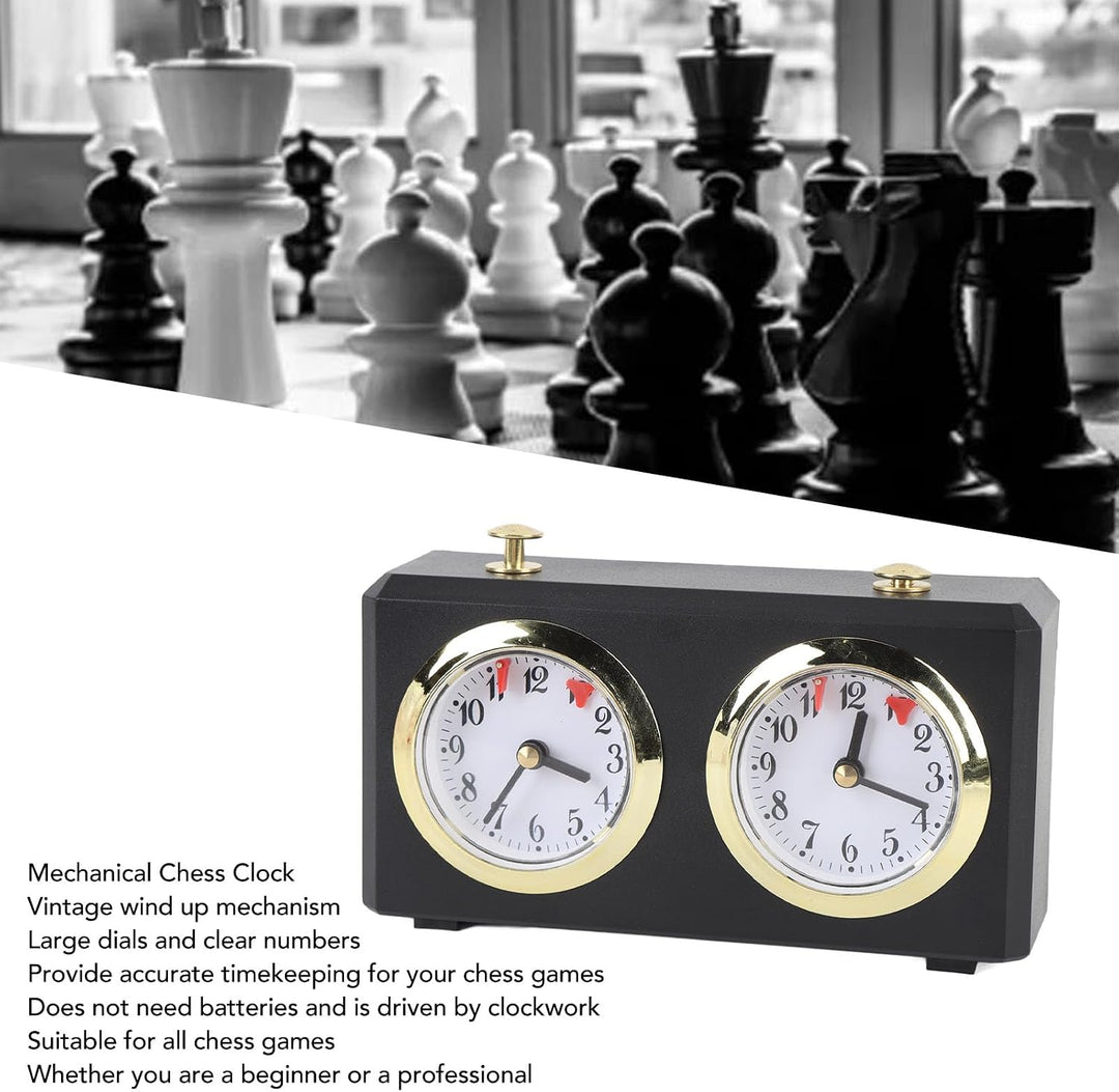 Schachuhr Analog, Aufziehmechanismus mit Grossen Zifferblättern, Professioneller Wettkampf Timer für