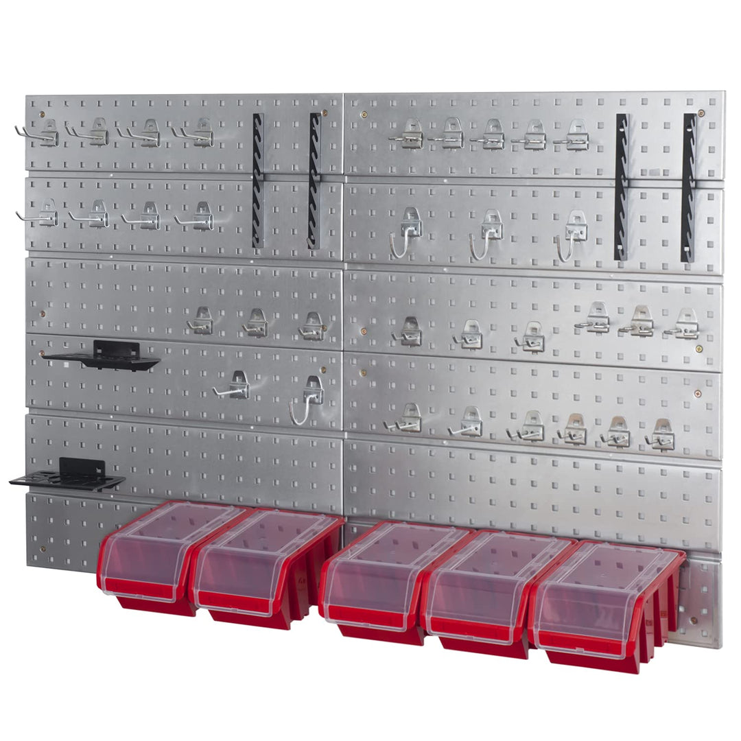 PAFEN Werkzeugwand aus Metall - 1160 mm x 770 mm - Set 42 Werkzeughaltern mit Lochwand Lagersystem W