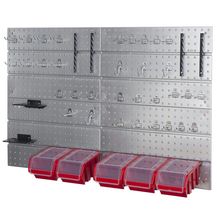 PAFEN Werkzeugwand aus Metall - 1160 mm x 770 mm - Set 42 Werkzeughaltern mit Lochwand Lagersystem W