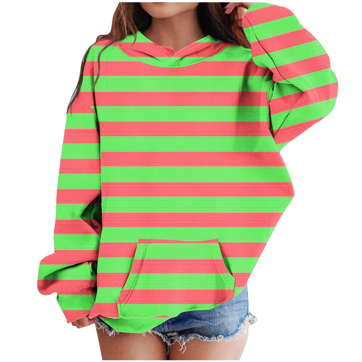 Y2k Hoodie Teenager Mädchen Mode Streifen Pullover Oversize Sweatshirt mit Kapuze und Tasche Langarm