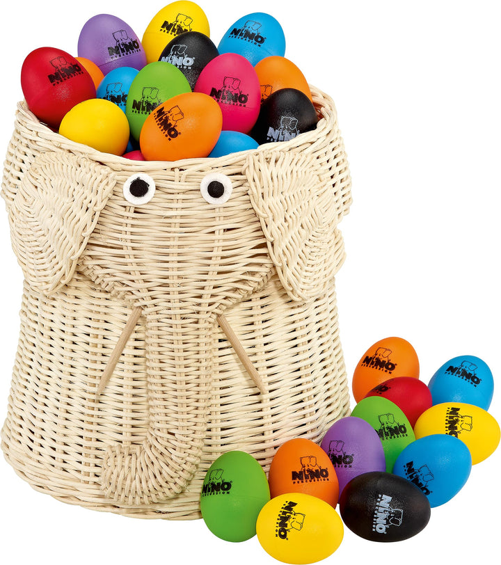 Nino Percussion VE80-NI540-2 Egg-Shaker Sortiment 80-teilig im Elefantenkorb