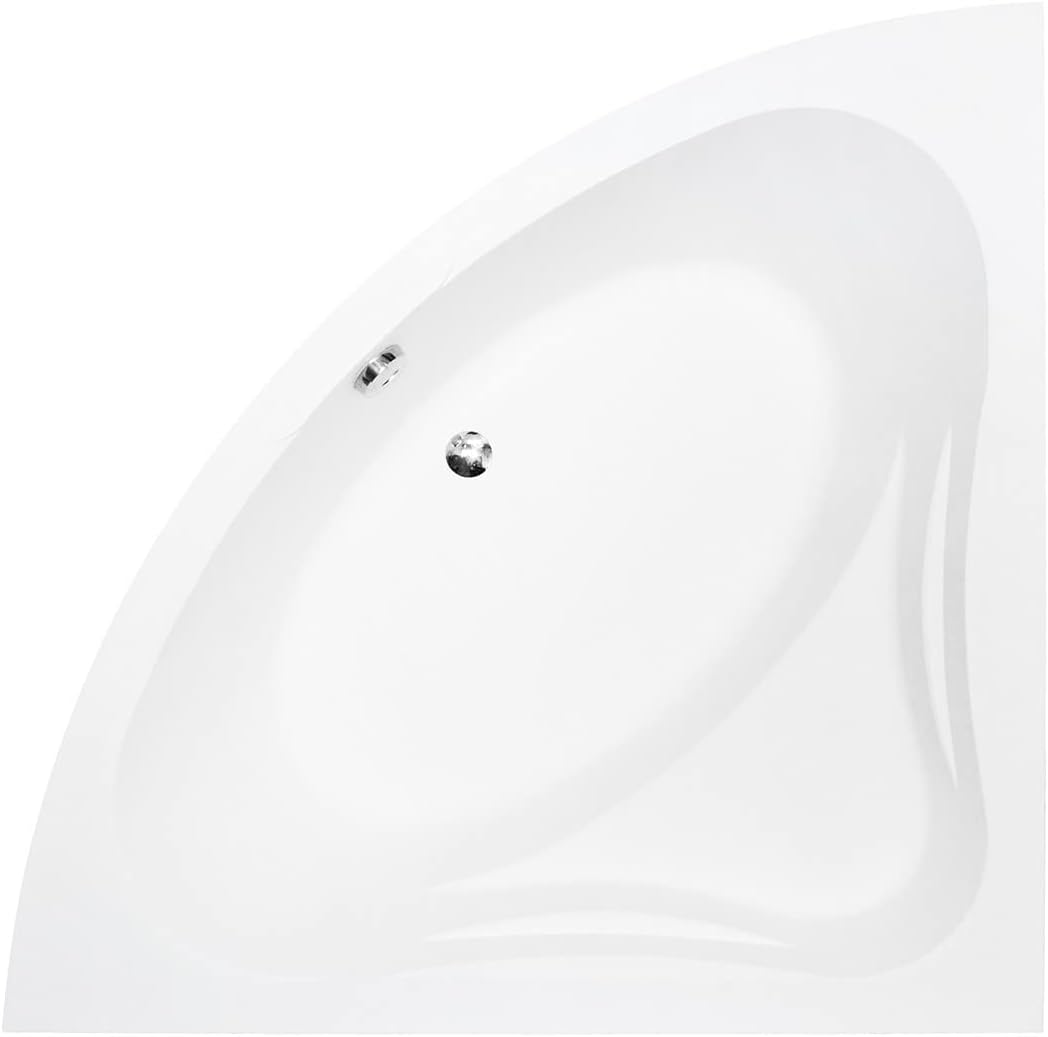 BADLAND Badewanne Original Weiss Acryl Wanne Eckbadewanne MIA 140x140 KOMPLETTSET SET mit Premium St