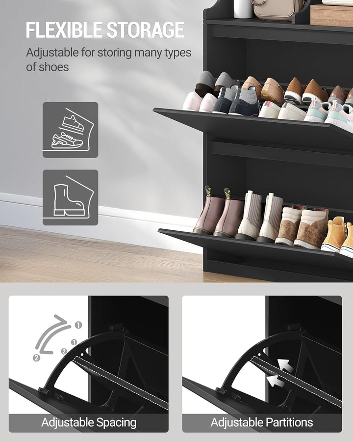 Hzuaneri Schuhschrank, Schuhregal Schuhkipper Schmal, Verstellbar, Schuhkommode für Eingang, Flur, G