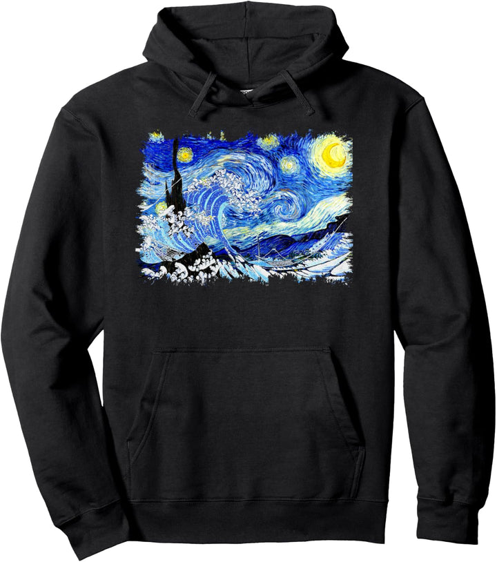 Grosse Sternennacht Welle Berühmte Kunst Van Gogh Hokusai Pullover Hoodie