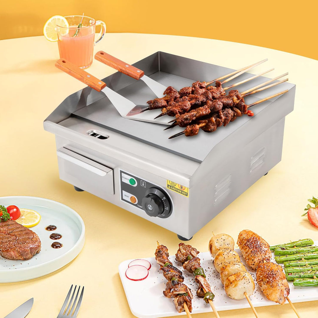 Elektrische Tischgrills 2000W Profi-Grill Grillplatte mit Versteckte Grosse Ölspeicherbox,Kommerziel