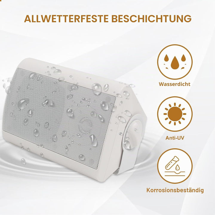 Herdio 4 Zoll Bluetooth Outdoor-Lautsprecher 400 Watt Wasserdicht Aussenlautsprecher für Garten, Ter