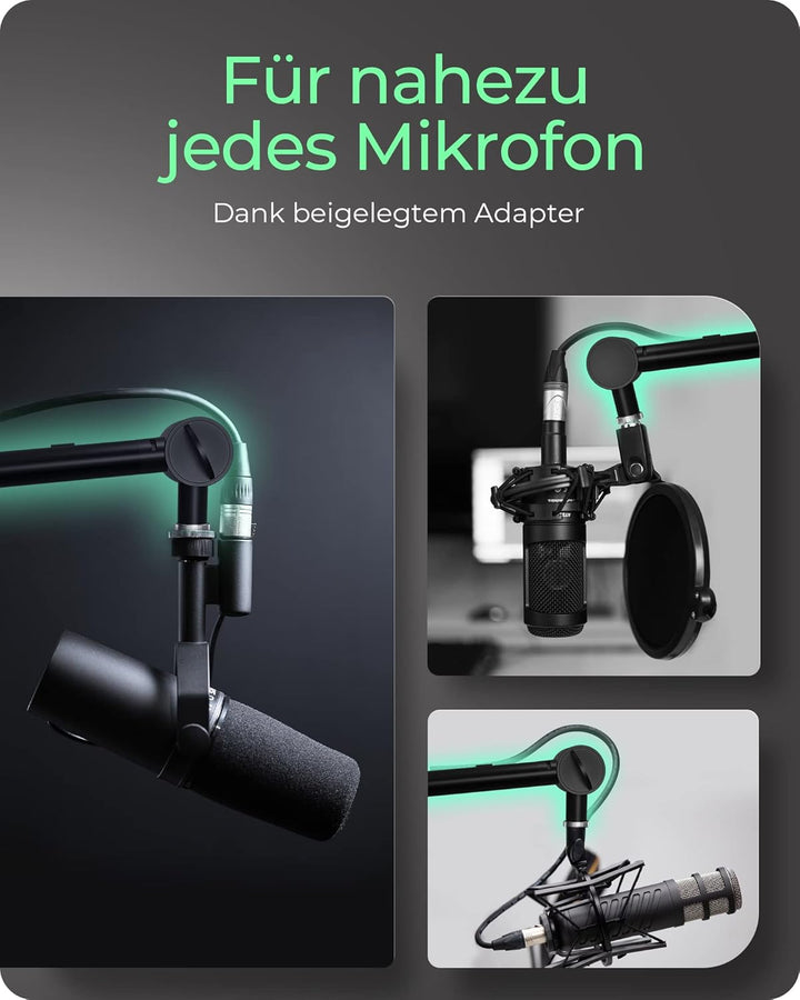 ICY BOX Professioneller Mikrofon-Arm mit Tischhalterung, 360 degree drehbar, 3/8 &