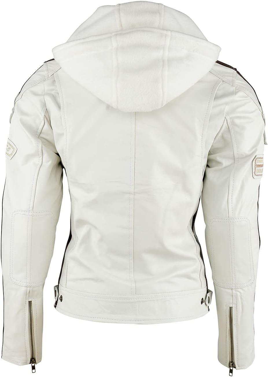 URBAN 5884 Motorradjacke Damen Mit Protektoren, Damenjacke aus Lammleder, Protektoren für Rücken, Sc
