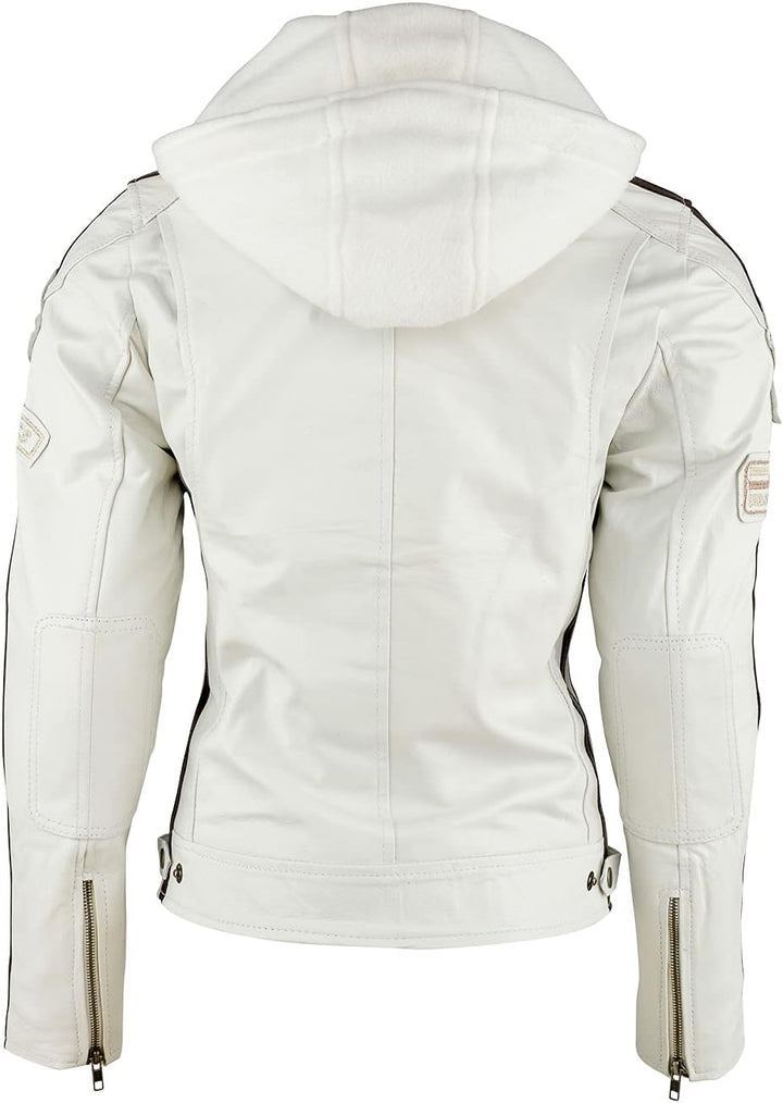 URBAN 5884 Motorradjacke Damen Mit Protektoren, Damenjacke aus Lammleder, Protektoren für Rücken, Sc