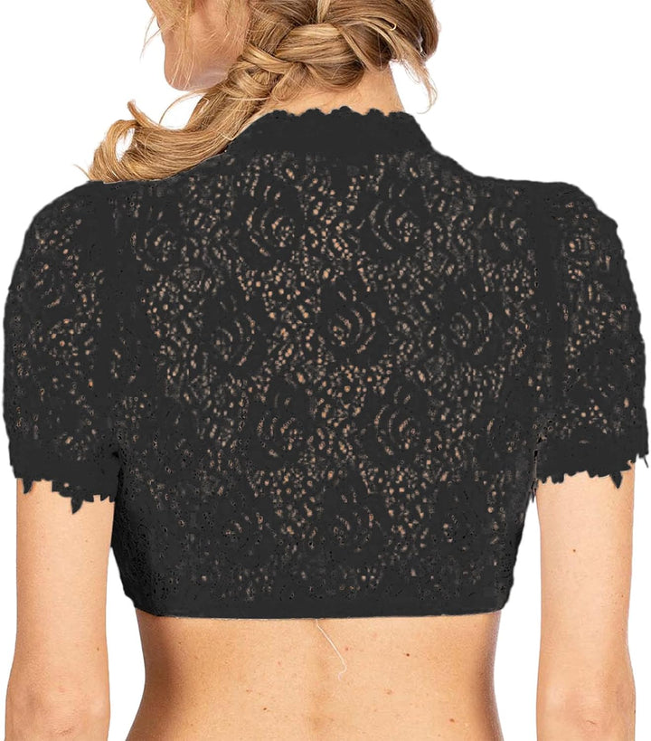 Generisch Dirndl Bluse Damen, Spitze Trachtenblusen Damen Weiss Dirndlbluse Halbarm Oktoberfest Dirn