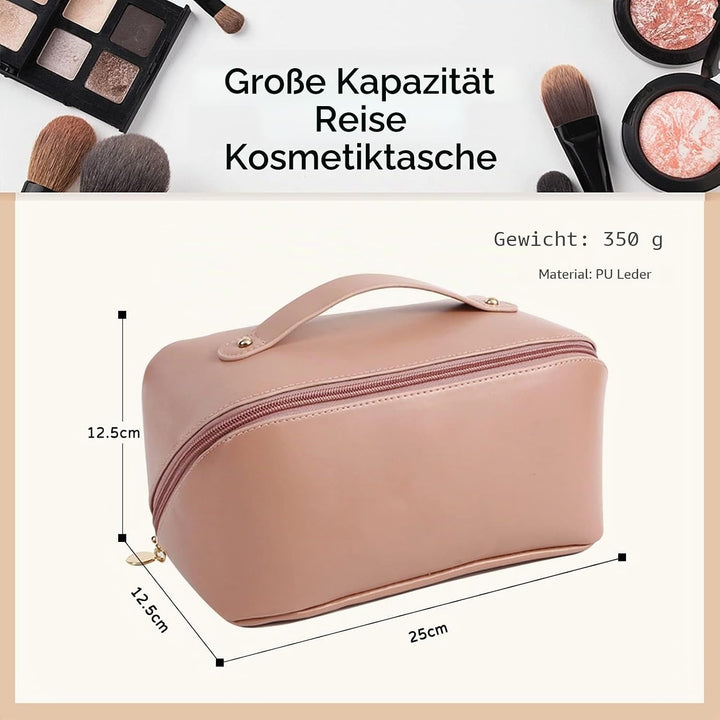 CORIOS Grosse Kapazität Kosmetiktasche Wasserdicht Kulturtasche Leder Schminktasche Multifunktions K