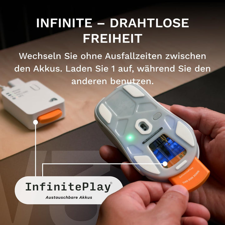 GLORIOUS Gaming Model O3 Wireless – gamingmus – Utbytbart InfinitePlay-batterisystem, 8 000-pollning