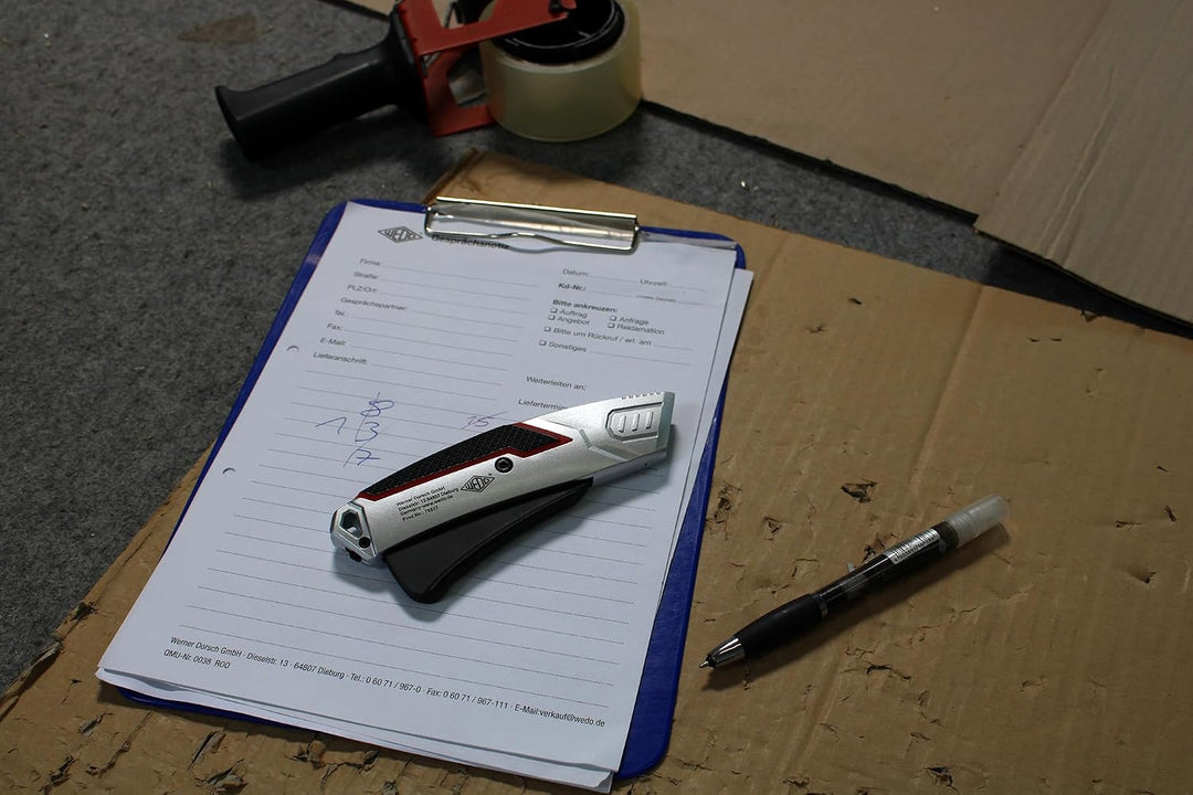 WEDO Cutter Safety aus Metall mit zurückfahrender Klinge, Sicherheitsmesser mit Hebel