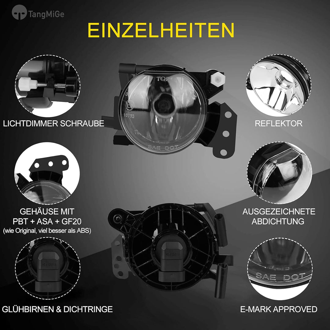 TangMiGe Nebelscheinwerfer für BMW (E90 E91 E46 E60 E61 E63 E64 E83) 3er 5er 6er X3, 01/2003-12/2012