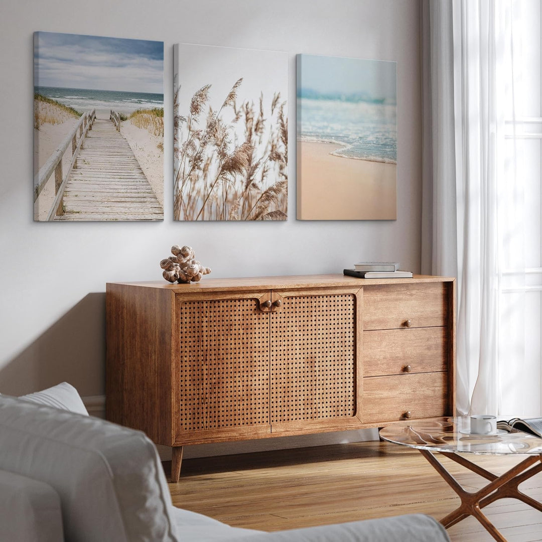 Muralo - Wandbilder Set - Leinwand Bilder Set Aufhängefertig in Boho Stil - das Leinwandbilder Set -