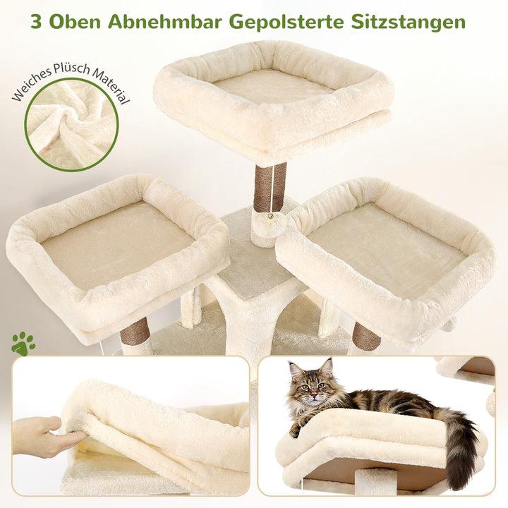 Globlazer F75 Kratzbaum XXL Beige für Grosse Katzen 192 cm Stabil Katzenbaum | Extragross Katzenhäus