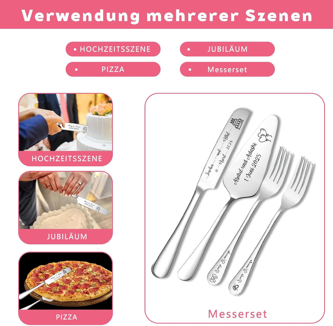 Personalisierte Tortenheber inkl Tortenmesser im Set mit persönlicher Gravur Name und Text Tortensch
