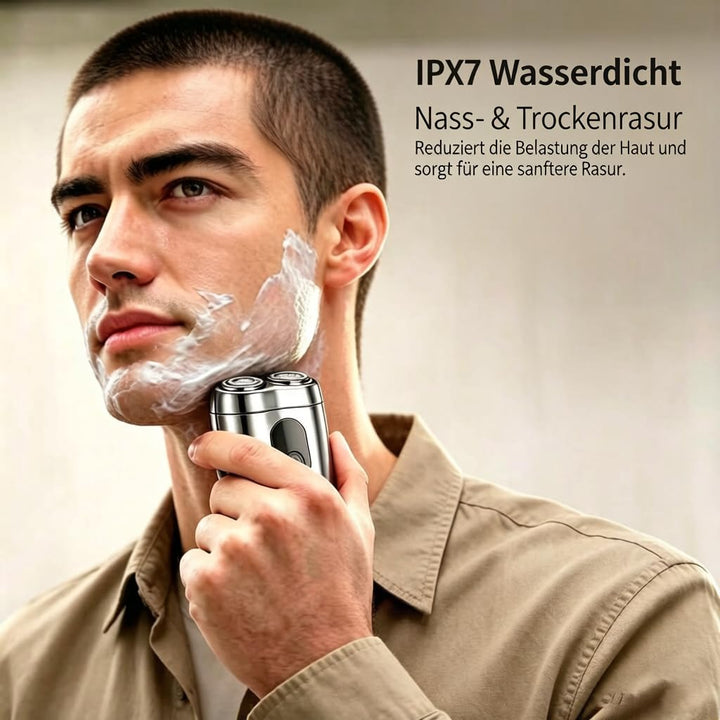 Skyworth Metz Elektrorasierer Herren, IPX7 Nass-Trocken Rasierer 8000 RPM, Magnetischer Scherkopf, D
