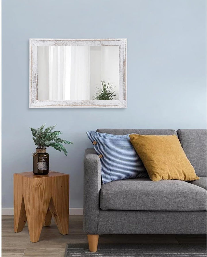 AAZZKANG Spiegel für Wand 50 x 40 cm Rustikaler Holzrahmen Spiegel Dekorativ Bauernhaus Schlafzimmer